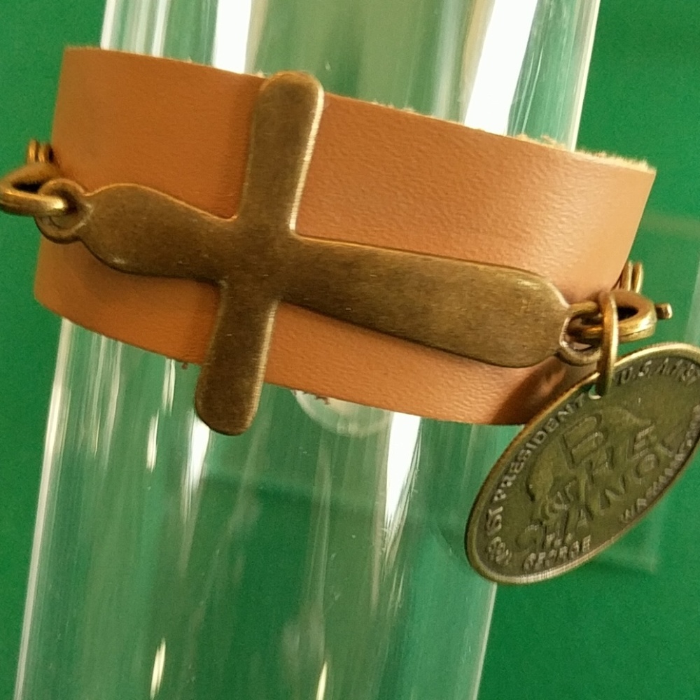 Leather bracelet, home crafted.